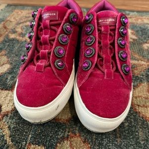 Kurt Geiger Hot Pink Velvet Platform Sneakers